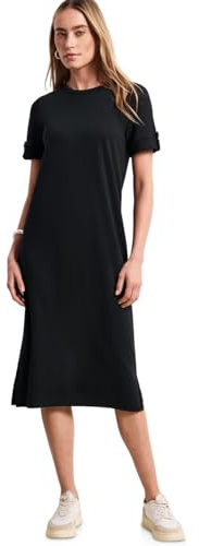Street One Damen Midi-Kleid mit Rundhals und Knöpfen