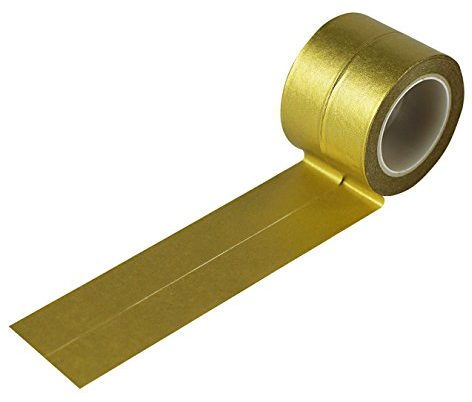 UOOOM 2 Rouleaux 10m x 15mm Washi Tape Ruban Adhésif Papier Décoratif Masking Tape Scrapbooking (doré)