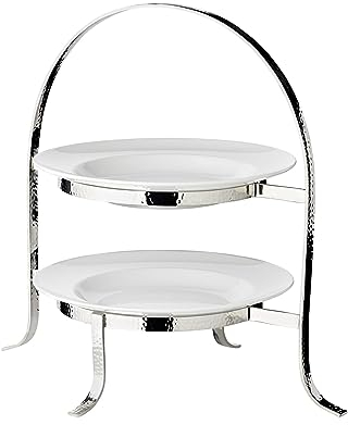 EDZARD Telleretagere Sina (Höhe 33 cm) gehämmert, schwerversilbert, für 2 Teller Ø 20 bis 28 cm, Tellerhalter Etagere