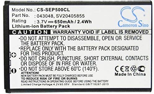 Cameron Sino 3.7V Li-ion 650mAh Rechargeable Cordless Phone Battery Replacement for Swissvoice 043048 SV20405855 Home Handset Telephone