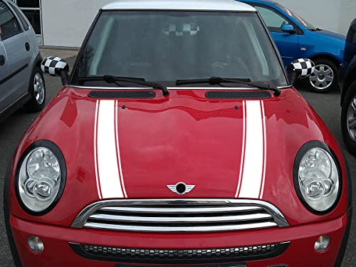 Streifen Stripes Aufkleber Motorhaube für R50 R52 Mini Cooper (Weiss, Design 2)