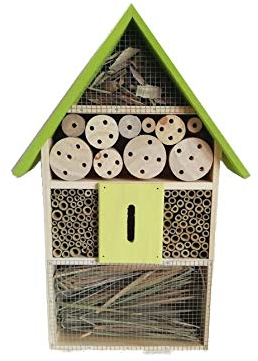 Eifa XXL 50 cm Insektenhotel Natur GRÜNES Dach/Nistkasten Insektenhaus aus Holz für Bienen, Schmetterlinge, Käfer & andere Tiere
