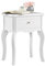 CARME Sorrento Collection - Sorrento White Side Table with Drawer - Luxury Vintage Design - Bedroom Furniture - Rose Gold Handle - Storage