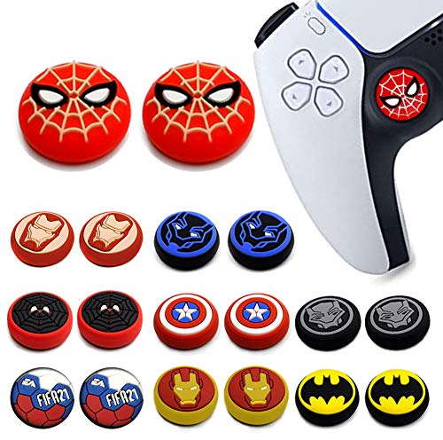 Lot de 2 protections analogiques pour manette de jeu sans fil Dualsense - En silicone antidérapant - Pour PS5/PS4/Xbox One/360/Nintendo Switch Pro (Spider-Man)