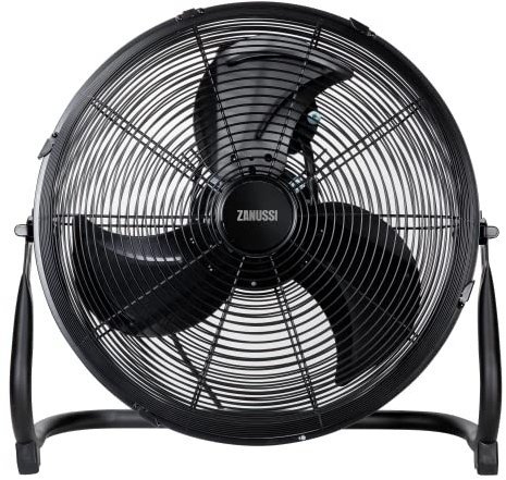 Zanussi ZNGF1621B 16 High Velocity Floor Fan - 3 Speeds, Easy Setup, Portable, Tilt Function, Ground Fan Black