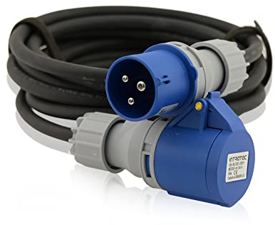 CEE Verlängerungskabel Kraftstrom Kabel 3-polig 16A Blau 10 Meter IP44 H07RN-F 3G 2,5mm² Camping, wohnmobil stromkabel, wohnwagen starkstrom stecker, adapter