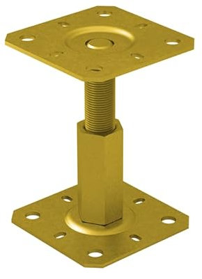 GRUNDLINE - Pfostenträger höhenverstellbar 100 bis 150 mm- Pfostenträger aufschrauben - Stützenfuß - Pfostenanker - Aufschraubhülse - Anker - Gewindestange m20 - - Ankerplatte 130/130x3 mm