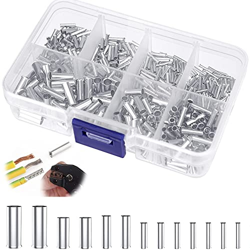 Grasslandy 600 Stück Kupfer Aderendhülsen Set, Crimp, Ferrule, Silberfarben, 0.5-6.0mm² für Drahtverbindungen oder Elektrische Spleißungen