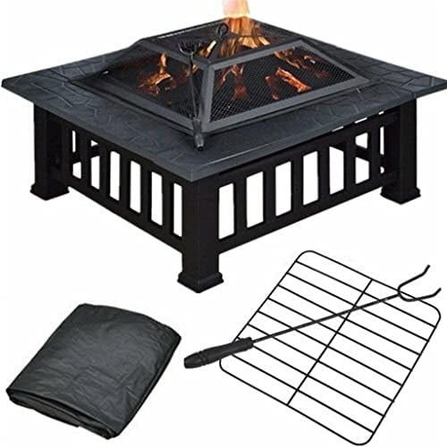 WANWEN Feuerstelle Grill Feuerstelle Kohlenbecken quadratischer Tisch Herd Terrassenheizung Garten im Freien Little Surprise