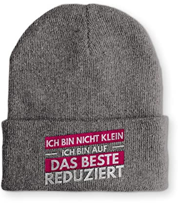 Ich bin nicht klein Ich bin auf das beste reduziert Beanie Mütze mit Spruch, Farbe: Grau