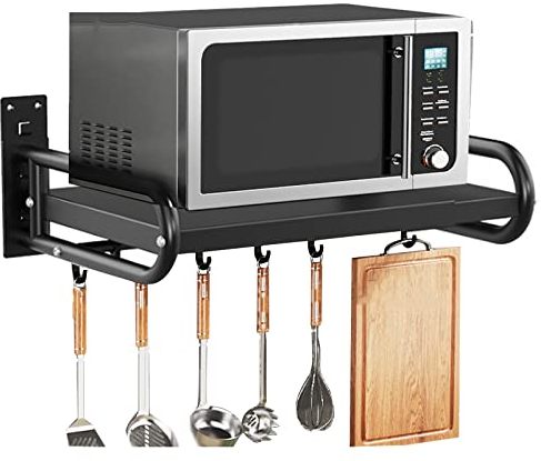 Rejilla para Horno microondas, Soporte montado en la Pared Rejilla de Almacenamiento Decorativa montada en la Pared Soporte para Horno microondas, Rejilla de Almacenamiento de Cocina