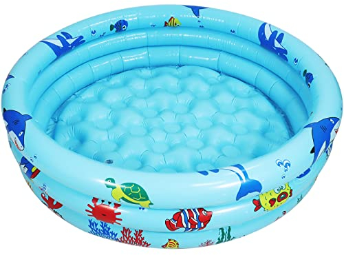Jiosdo Planschbecken Baby, Ø80x22cm Aufblasbares Kinderpool Babypool Kinderplanschbecken Rund Schwimmbecken Familie Pool Aufblasbare Badewanne, Blau