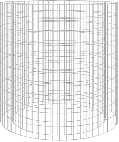 vidaXL Gabion Fire Pit Outdoor Grill Fireplace Round Garden Gabion Cage Wall Fire Pit Patio Grill Fireplace Ø 100 cm Galvanised Iron