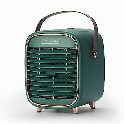 Climatiseur portable - Refroidisseur d'air personnel - Silencieux, sans fil et rechargeable - Style vintage - Mini ventilateur évaporatif - Climatiseur personnel à trois vitesses - Refroidisseur porta