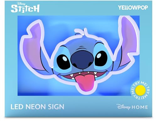 Yellowpop Enseigne Néon Disney Stitch (Visage) - Décoration Murale LED Économe en Énergie - Facile à Installer - Panneau Personnalisé
