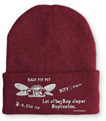 tshirtladen Beanie Mütze Baly Pif Pit Meme Party Statement Wintermütze, Farbe: Bordeaux