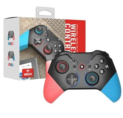 MANDO INALAMBRICO COMPATIBLE PARA NINTENDO SWITCH PC ANDROID STEAM APP ROJO AZUL