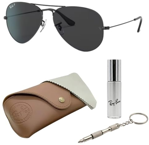 Ray-Ban RB3025 TOTAL BLACK AVIATOR Polarisiert | BRILLENSET | Exklusiv-Etui und Care-Kit | Black/Black Polarized
