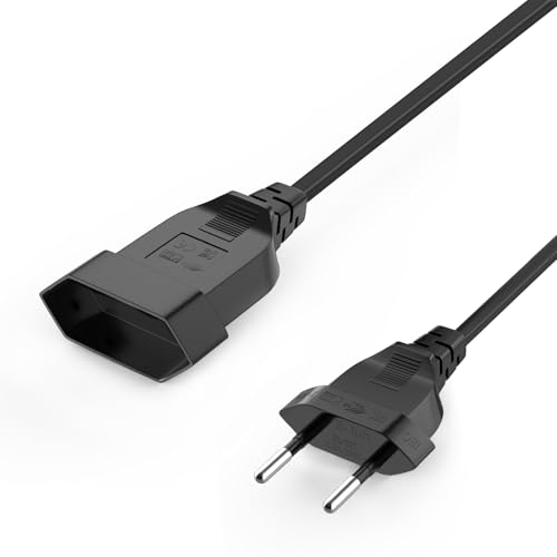 VIEVRE Rallonge de 3 m - Câble d'alimentation - Câble d'extension de type C - Fiche européenne - Câble fin - Noir