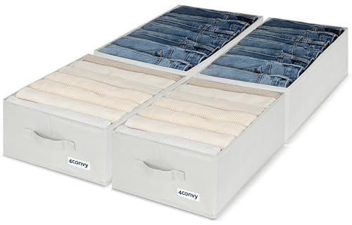 4CONVY Hosen Organizer für Kleiderschrank XXL - Feste Aufbewahrungsbox Kleidungsschrank mit Großen Fächern - Faltbares Ordnungssystem Kleiderschrank - Schrank Organizer