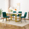 Ymkua Esstisch mit 4 Stühlen Set, 120x70x74 cm Rechteckiger Esstisch, Esszimmer Sets, Modern Küche Esstisch Sets, Esszimmerstühle Küchenstuhl Sets für Wohnzimmer und Küche (Grün+Gold)