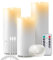EXTSUD Flammenlose LED Kerzen 3er Flackerndes Echtwachs Kerzen Aufladbare LED Kerzen mit Timer und Fernbedienung 7,5x16,18,5,21 CM Stumpenkerzen für Haus Hochzeit Weihnachten Halloween Party Decor
