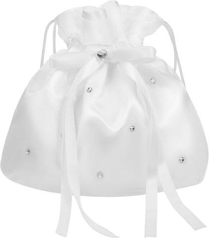 DOITOOL Borsa Da Sposa in Raso Con Chiusura a Coulisse Elegante Borsa Da Damigella D'Onore Compatta Per Cerimonie Sacchetti Per Bomboniere E Sacco Di Soldi 8.46X7.68X0.04In Leggera E Versatile