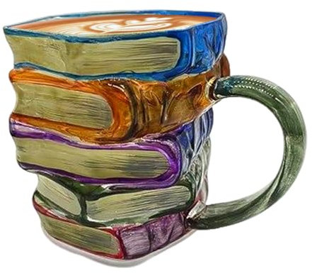 Tazza da caffè in con scritta Libri dipinti in 3D, tazza da tè originale, stoviglie trasparenti per lettori e scrittori, tazza artistica per acqua calda e latte per casa, scuola, dormitorio, t