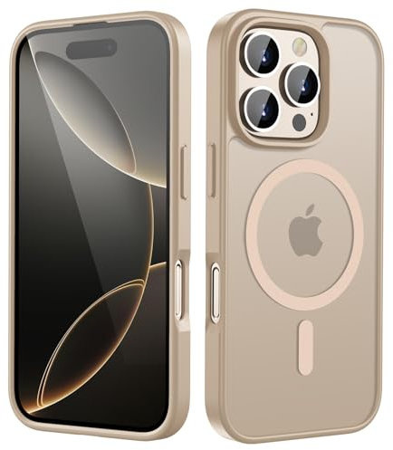KPPIT for iPhone 16 Pro Max case,Compatible with MagSafe 6.9 inch,Magnetic Case for iPhone 16 Pro Max Phone case Slim Translucent Matte Back Cover-Gold
