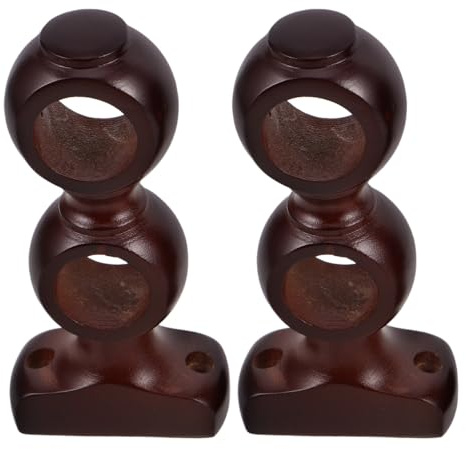 Mipcase Lot De 2 Supports De Tringle À Rideaux En Bois Massif Support Tringle Rideaux Double Pour Mur 29 mm Fixation Murale Pour Chambre À Coucher Salon Et Porte