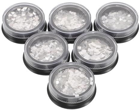6pcs Silver Nail Art Sequins Flakes Mirror Shine Decoration | Reflective Finish, Stable Light Refraction, for Home Manicure Use, Suitable for Professionals and Beginners
