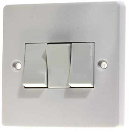 Crabtree 4173 Triple Lightswitch, 10 amp 1 or 2 Way