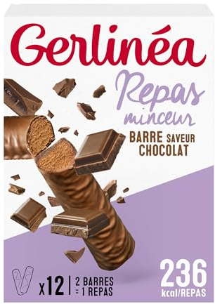 Gerlinéa - Barres Repas Saveur Chocolat - Repas Complet et Rapide - 12 barres (soit 6 repas)