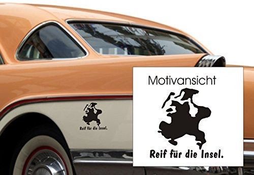 blattwerk-design Rügen Autoaufkleber, Reif für die Insel. - Kfz-Aufkleber (M090 Silber, 210 mm x 200 mm)