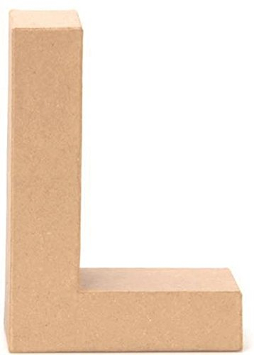 Papp-Buchstabe L 17,5x5,5cm Pappartikel Pappart Bemalen Basteln Dekorieren Braun Pappmaché