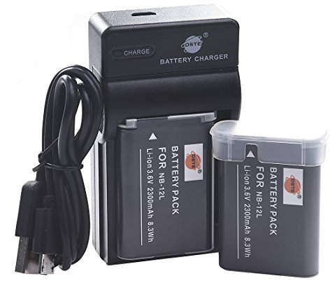 DSTE NB-12L Li-Ion-Akku (2er-Pack) und USB-Ladegerät, kompatibel mit Canon LEGRIA Mini X PowerShot N100 PowerShot G1 X Mark II