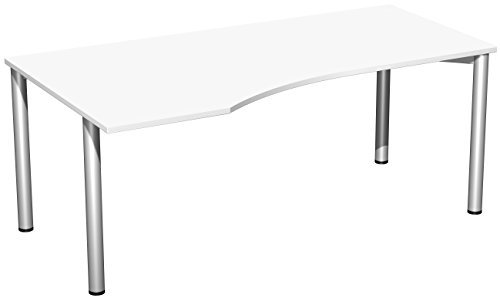 Gera Möbel 4 Fuß Flex Schreibtisch, Holzdekor, weiß/Silber, 180 x 100 x 72 cm