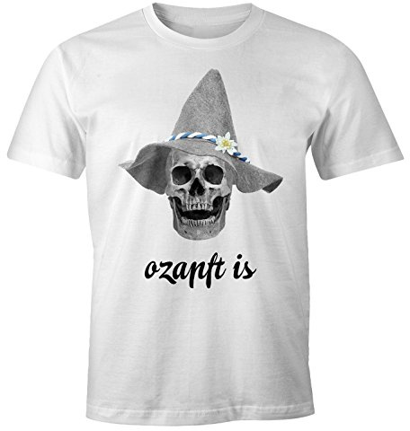 MoonWorks T-Shirt Herren ozapft is Totenkopf Filzhut Bayrisch Bayern Skull Fun-Shirt Volksfest