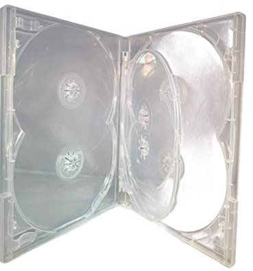 10 x Amaray - Custodia per Dvd Multi 6, 6 Scomparti, Trasparente, per Contenere 6 Dischi, Confezione da 10