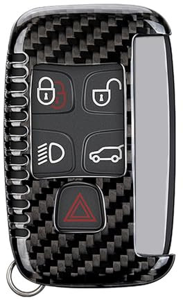 M.JVisun Echte Kohlefaser Abdeckung Fall Schlüsselgehäuse Für Land Rover Discovery 4 / Sport Freelander 2 Für Range Rover Evoque / Sport / Velar Auto Schlüssel Schlüsselanhänger - Schwarz