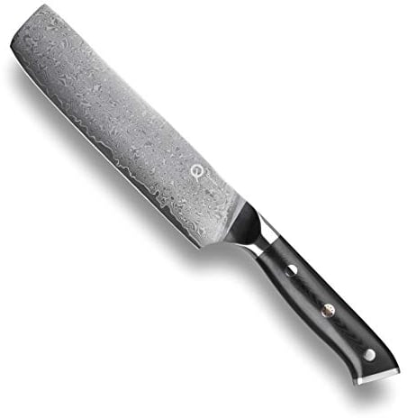 Taylors Eye Witness Quantum Fibreglass Handle Nakiri Knife - 17.5cm / 7” Blade. Premium High Hardness Exotic VG-10 Super Core, Between 66 Premium Steel Alloy Layers, Damascus Hamaguriba Grind Profile.