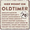 Interluxe Metallschild 20x20cm -Hier wohnt ein Oldtimer 70 - wetterfestes Schild zum 70. Geburtstag Geschenkidee für Papa, Opa, Freund, Kollege oder Nachbar