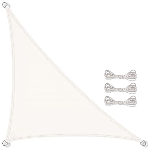 CelinaSun Toldo Vela de Sombra para jardín y balcón Incl. Cuerdas de sujeción Premium PES Poliéster hidrófugo Triángulo 3,2 x 3,2 x 4,5 m Blanco