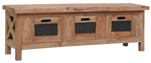 vidaXL Mueble de TV con 3 Cajones, Armario Consola Auxiliar, Centro de Entretenimiento, Aparador para Salón, Madera Maciza de Caoba