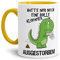 Tasse lustig mit Spruch - T-REX Kein Klopapier - Geschenk-Idee/Kaffeetasse/Büro/Arbeit/Virus/Dino-Saurier - Innen & Henkel Gelb