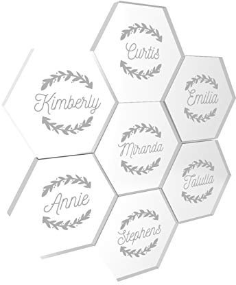Ourlasercuts Hexagon klar Acryl Tischkarten für Hochzeit, Blanko-Tisch-Sitzkarten, gegossene Escortplatten, Namenskarten, Perfekt Dinner Partys, Gästename, Lebensmittelschilder, Bankett Events