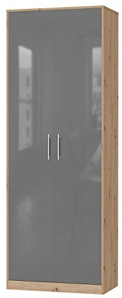 SMARTBett Schrank Kleiderschrank Aktenschrank 80 cm Wildeiche/Anthrazit Glanz