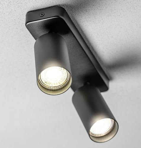 CGC Foco empotrable de techo GU10 con cabezal orientable de doble superficie redonda negro
