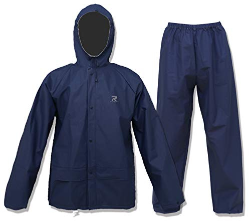 ZOEGO Ultra-Lite Regenanzug für Männer Frauen Wasserdichter Regenschutzmantel mit Hose 2 Stück Regenbekleidung(Marine,XXL)