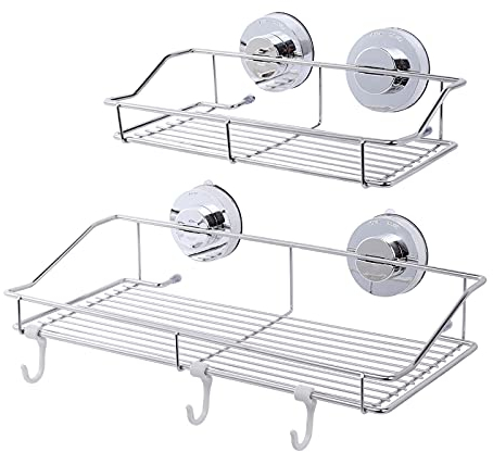 Zuzcher Mensola per Doccia con Forte Ventosa Mensola Bagno a Parete Senza Foratura Portaoggetti Doccia Acciaio Inox per Bagno e Cucina